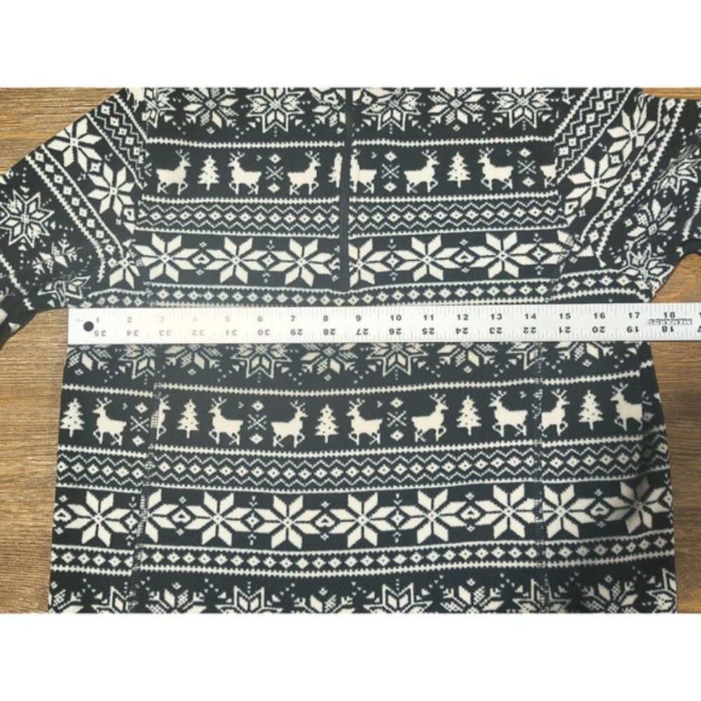 Land's End 1/4 Zip Pullover Fleece Women's Size XS Black & White Holiday Pattern - Picture 5 of 6